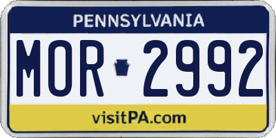 PA license plate MOR2992