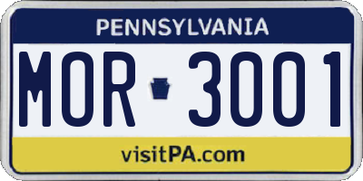 PA license plate MOR3001