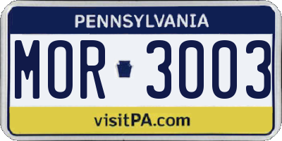 PA license plate MOR3003