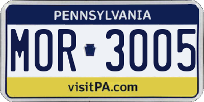PA license plate MOR3005
