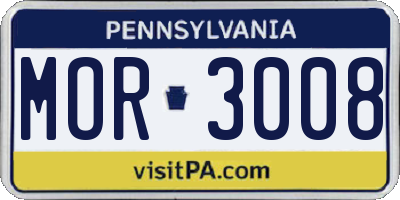 PA license plate MOR3008
