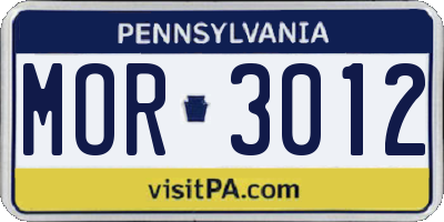 PA license plate MOR3012