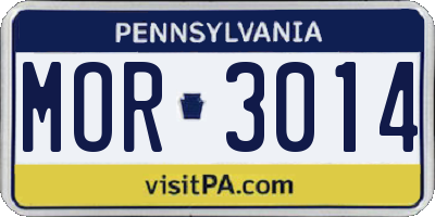 PA license plate MOR3014