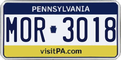PA license plate MOR3018