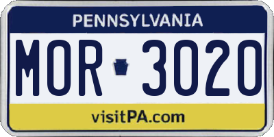 PA license plate MOR3020