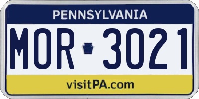 PA license plate MOR3021