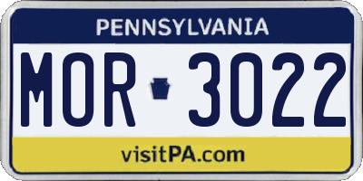 PA license plate MOR3022