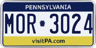 PA license plate MOR3024