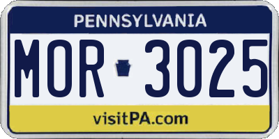 PA license plate MOR3025