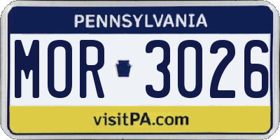 PA license plate MOR3026