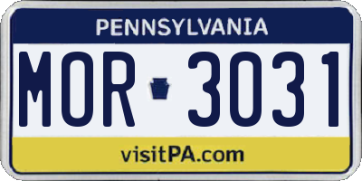 PA license plate MOR3031
