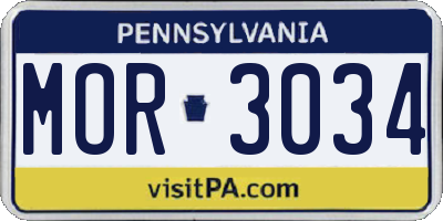 PA license plate MOR3034