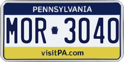 PA license plate MOR3040