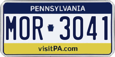 PA license plate MOR3041