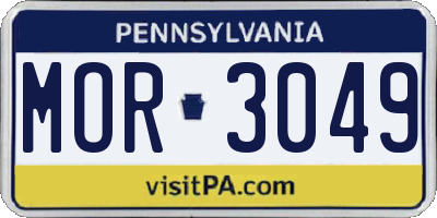 PA license plate MOR3049