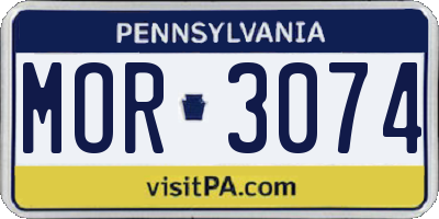 PA license plate MOR3074