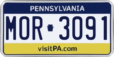 PA license plate MOR3091