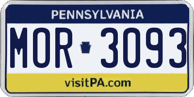 PA license plate MOR3093