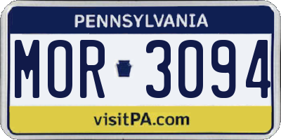 PA license plate MOR3094
