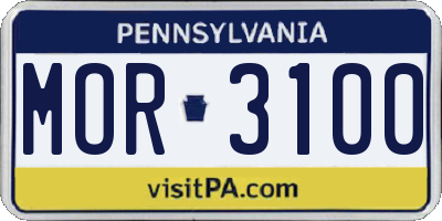 PA license plate MOR3100