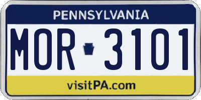 PA license plate MOR3101