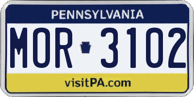 PA license plate MOR3102
