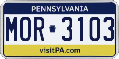 PA license plate MOR3103