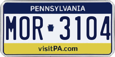 PA license plate MOR3104