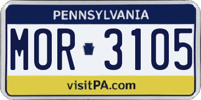 PA license plate MOR3105