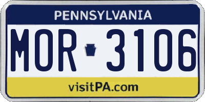 PA license plate MOR3106