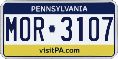 PA license plate MOR3107