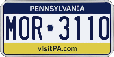 PA license plate MOR3110