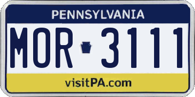 PA license plate MOR3111