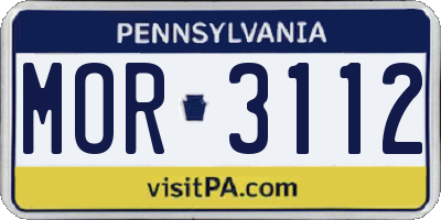 PA license plate MOR3112