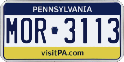 PA license plate MOR3113