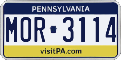 PA license plate MOR3114