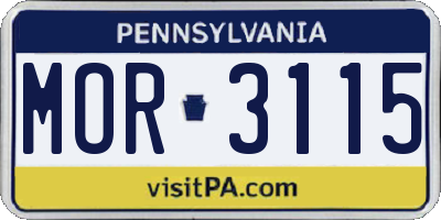 PA license plate MOR3115