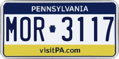 PA license plate MOR3117