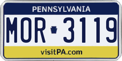 PA license plate MOR3119