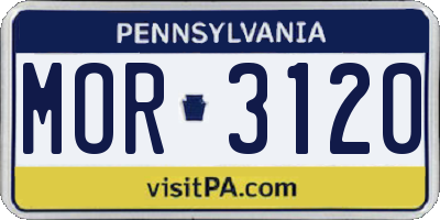 PA license plate MOR3120