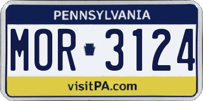 PA license plate MOR3124