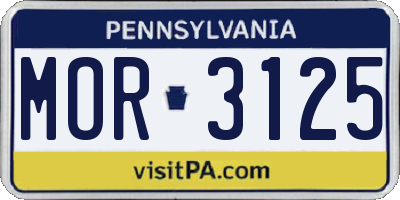 PA license plate MOR3125