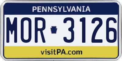 PA license plate MOR3126