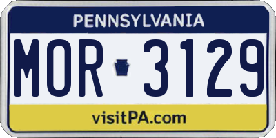 PA license plate MOR3129