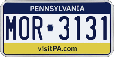 PA license plate MOR3131