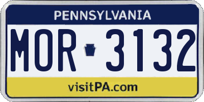 PA license plate MOR3132