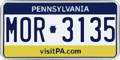 PA license plate MOR3135
