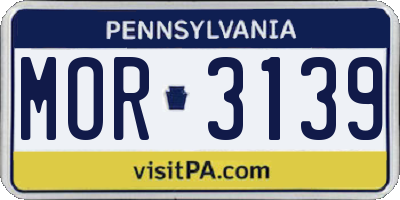 PA license plate MOR3139