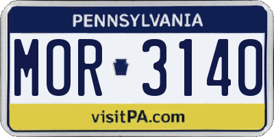 PA license plate MOR3140