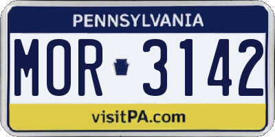 PA license plate MOR3142